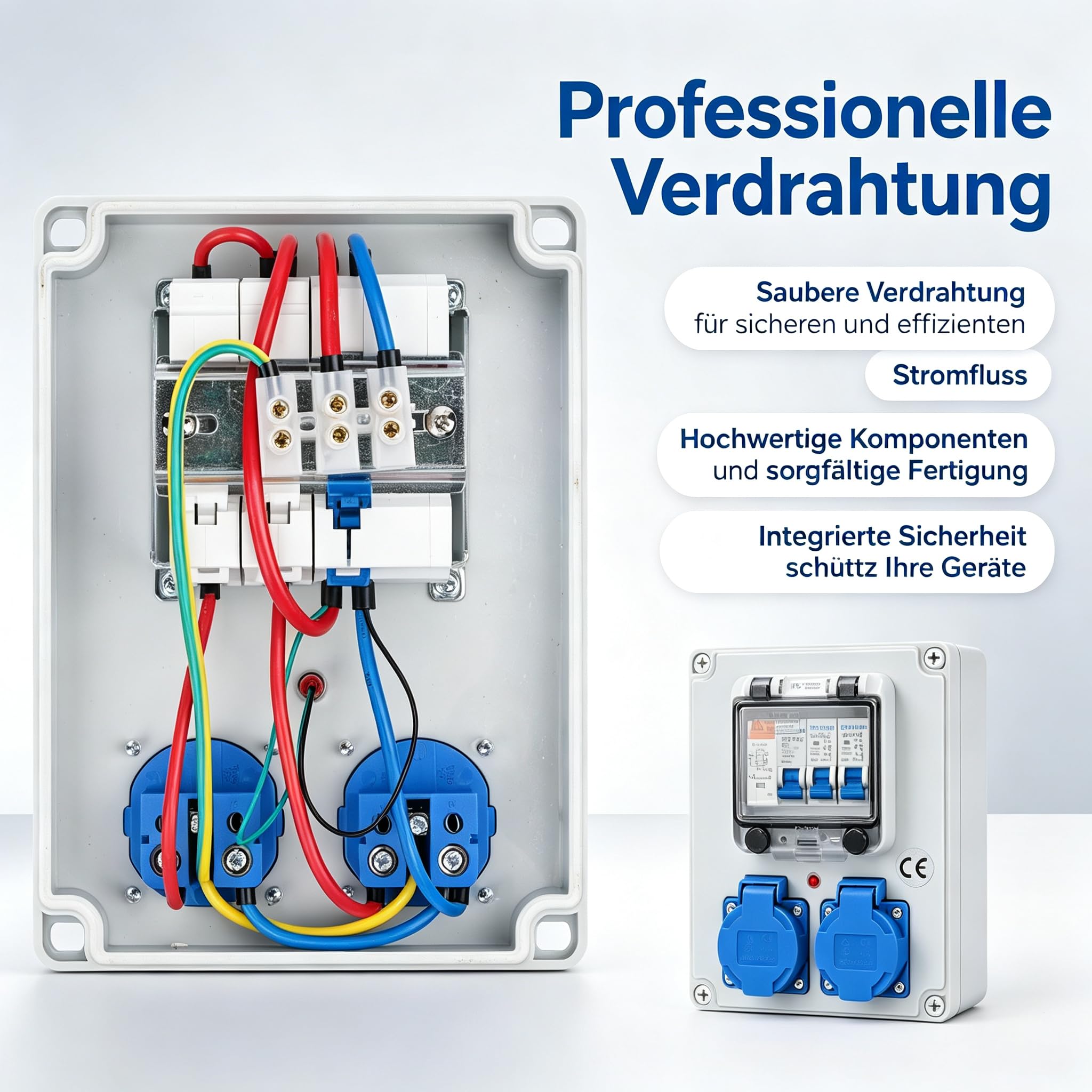 Wandverteiler Vorverkabelt Stromverteiler FI-Schalter LS 16A IP67 für Außen