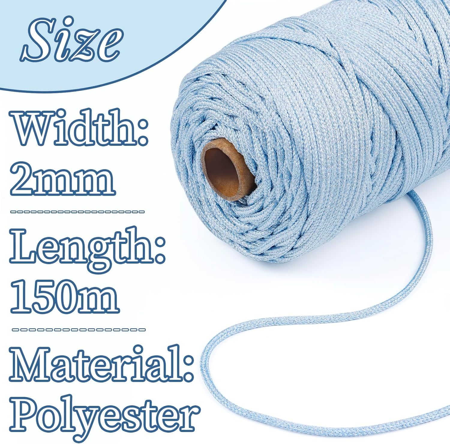 Polyester Macrame Cord 2mm x 164 Yards Sparkle Metallic Yarn for Crocheting, Glitter Yarn for Crochet Bags, Basket, Wall Hangings, Plant Hangers, DIY Crafts (Taro Purple + Silver)