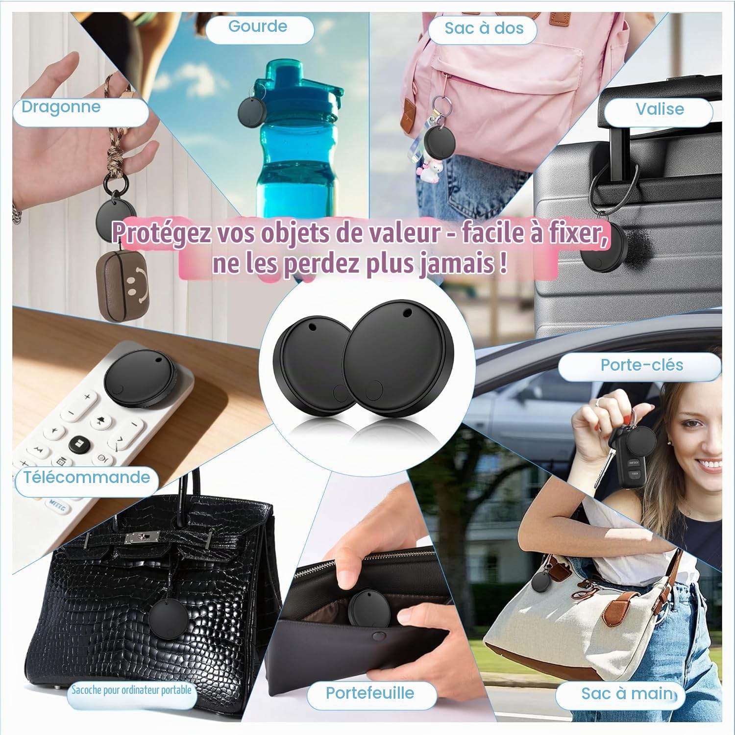2026 Air Tracker Smart Tag pour Android et iOS Lot de 4 trackers Bluetooth double système compatible avec Apple Où est ? & Android Google Find Hub, localisateur de clés pour clés/portefeuille/vélo