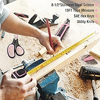 Vista 6 de WORKPRO Juego de herramientas rosas de 52 piezas, kit de herramientas para el hogar con caja de herramientas de almacenamiento, juego