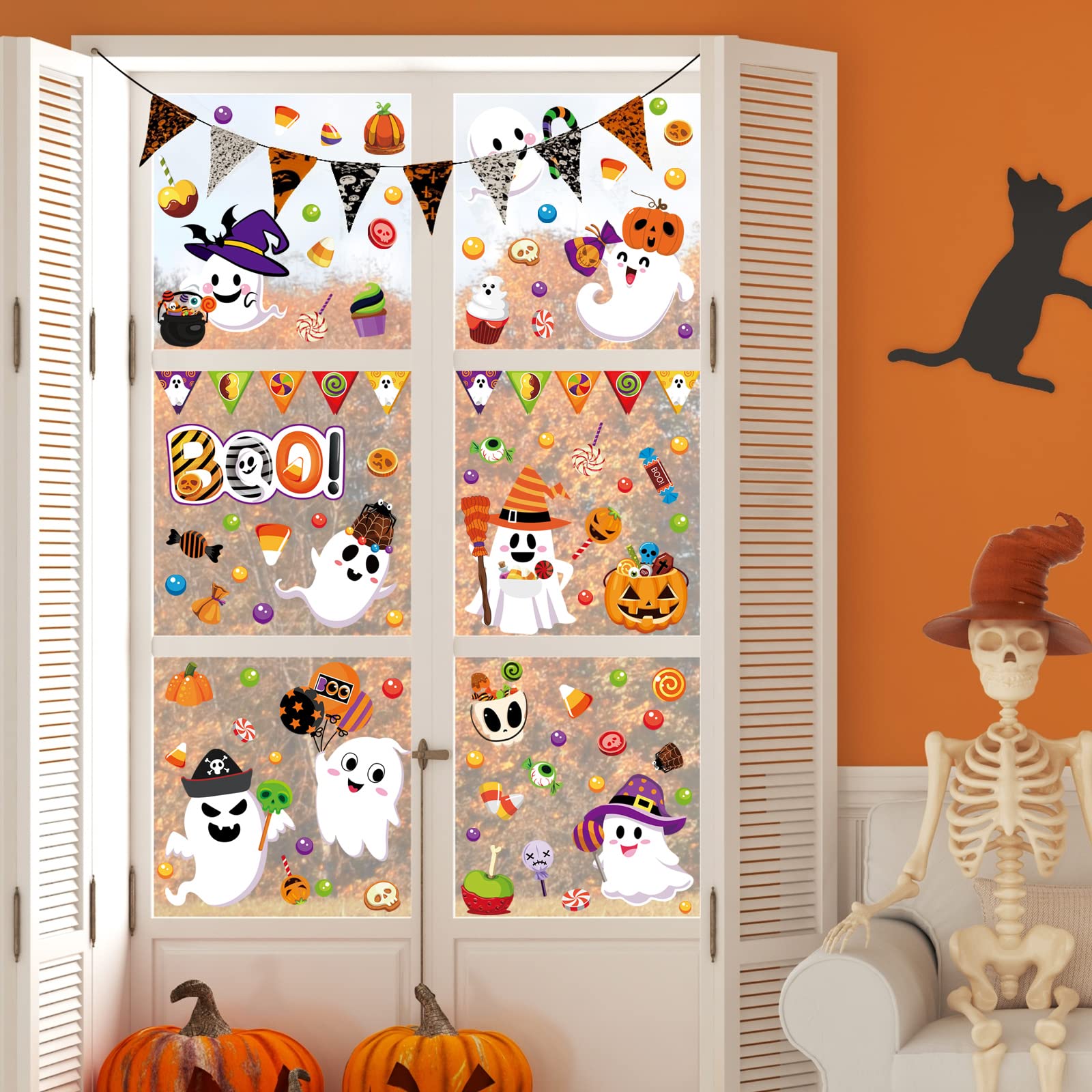 9 Adesivi Per Finestra Di Halloween Fantasmi: Decorazioni Double-face 20x30 Cm, Adesivi Statici Riutilizzabili Per Casa, Scuola, Feste