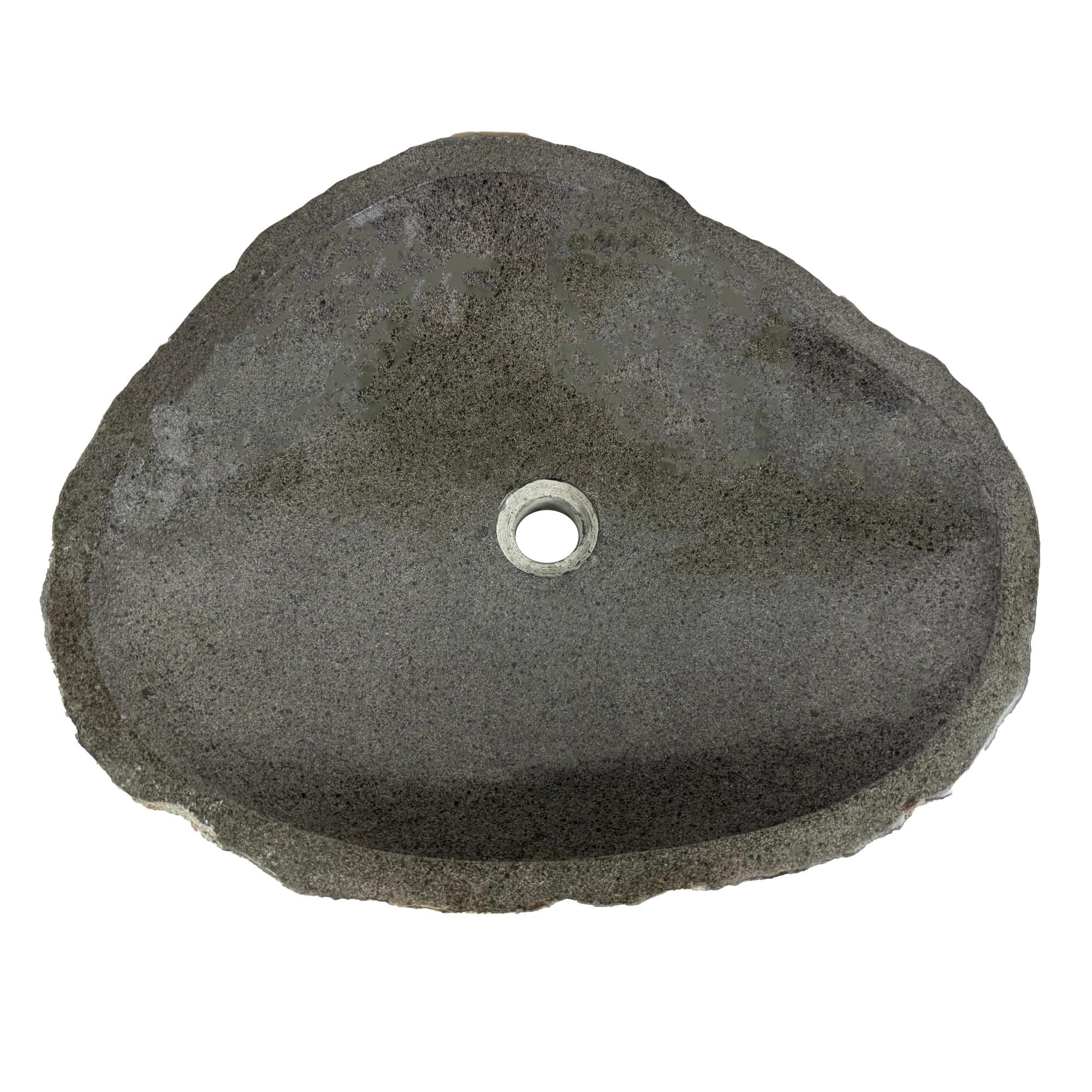 Waschbecken oval Flussstein - Naturstein - Waschtisch für Badezimmer - Aufsatzwaschbecken - Handwaschbecken - Grau (Grau, 46-53x34-40cm)