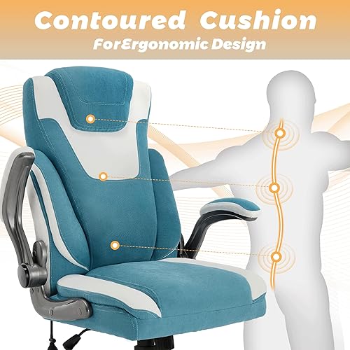 Miniatura 5 de Silla de oficina ejecutiva grande y alta, silla de escritorio resistente, asiento ancho, reposabrazos abatibles para silla de juegos de computadora,