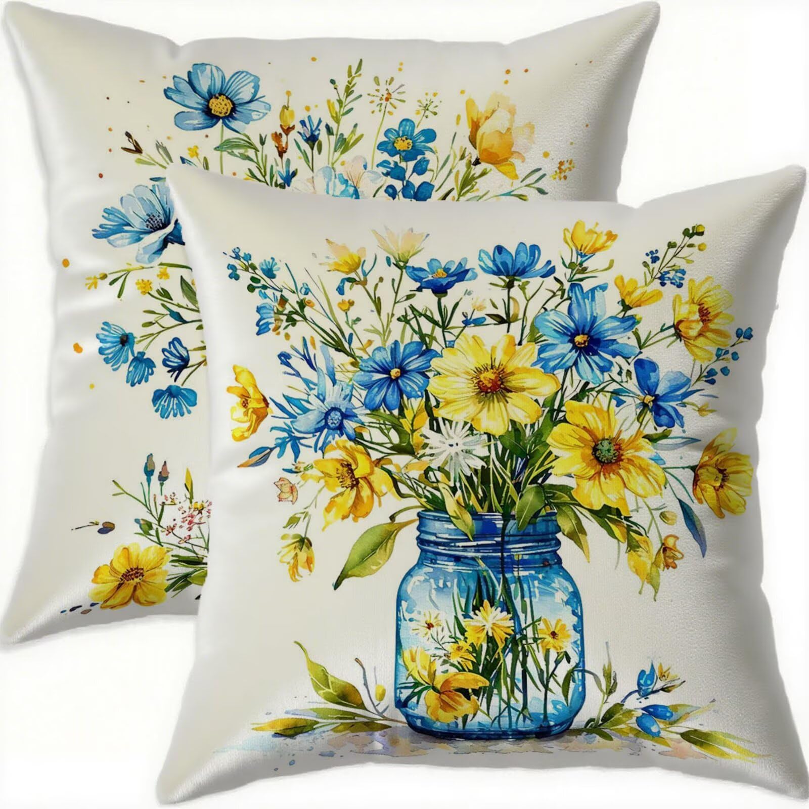 Housse coussin 65x65cm velours jaune pour salon et chambre vintage