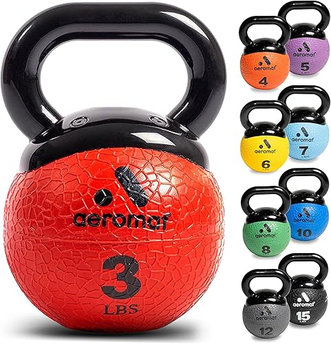Miniatura 1 de Aeromat Elite Mini Kettlebells  Weighted Exercise Medicine Ball with Anti-Slip Grip & Wide Handle, Strength Training Kettlebell for Squats,