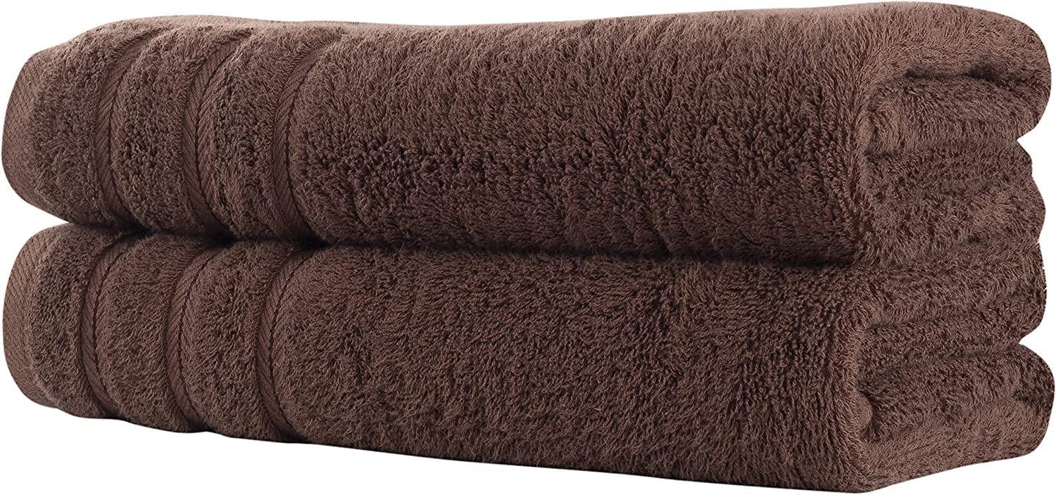Textile Do Super Jumbo Bath Towels (Size:100 x 200 cm) 100% Egyptian Cotton Extra Large Bath Sheet Towel Set (Chocolate, 2)