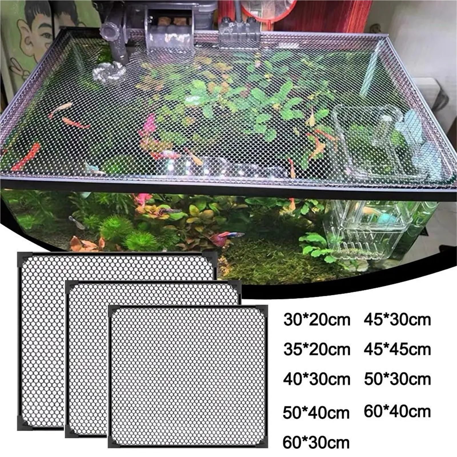 Tapa De Tanque Peces Magnética Resistente, Red Tortuga Malla Fácil Instalación DIY
