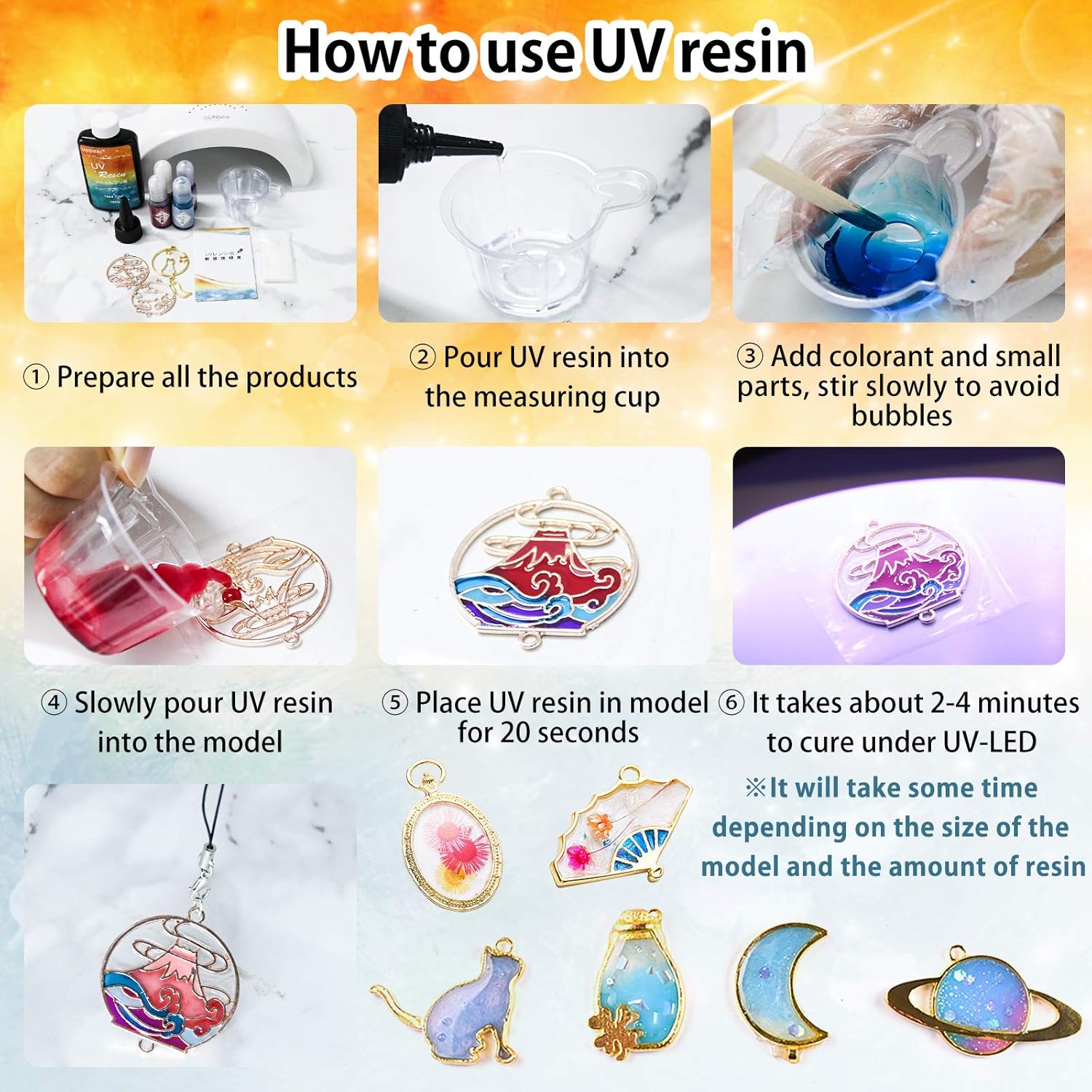 UV Resin, 200g Clear Resin UV, UV Resin Kit Crystal Clear Hard Glue Solar Cure Sunlight Type Adhesive for UV Resin Jewelry, DIY Craft Decoration, Casting&Coating of The UV Resin Hard (Upgrade)