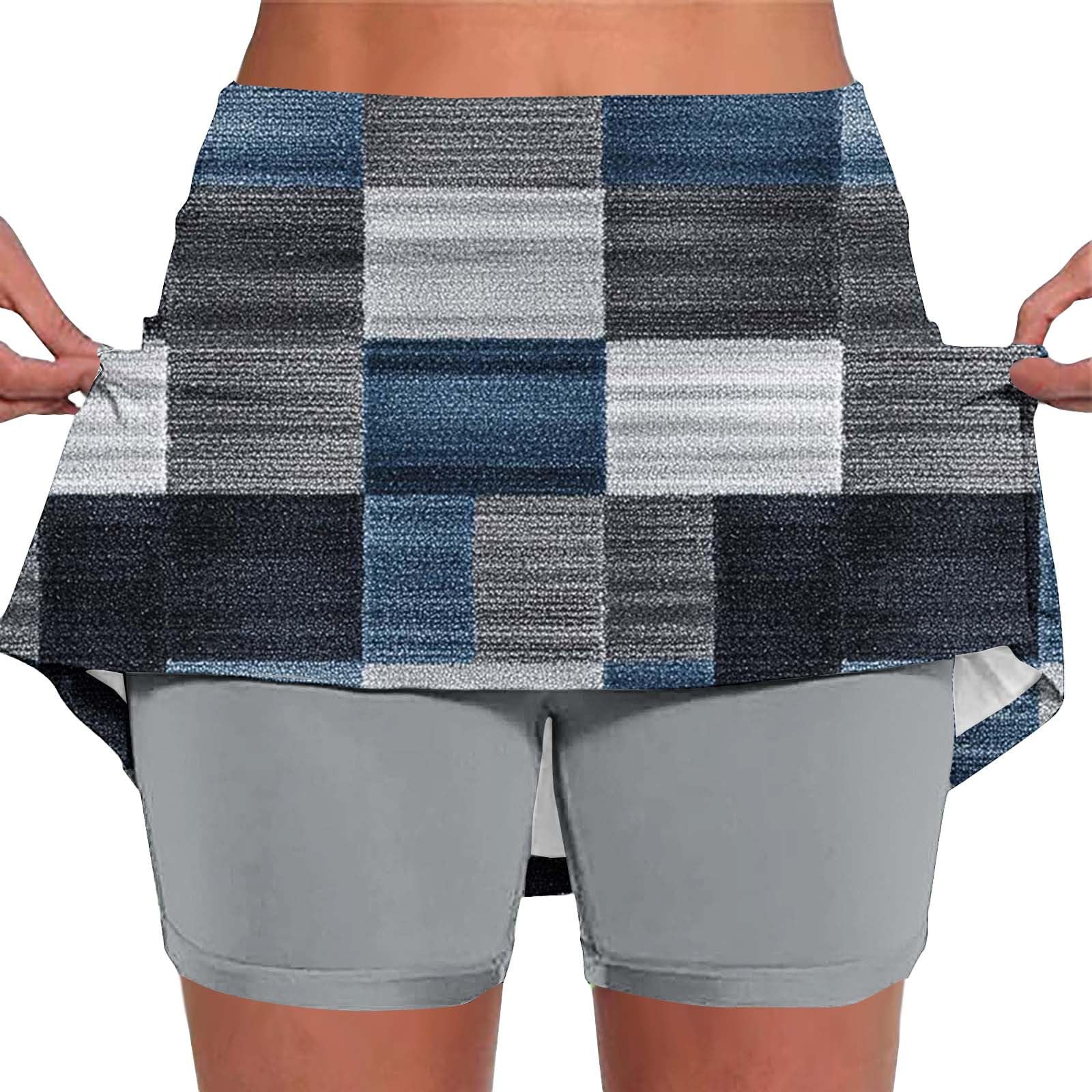 Skorts for Women Plus Size Tummy Control Legging with Skirts Casual High Waist Mini Skirts Athletic Tennis Short — view 30