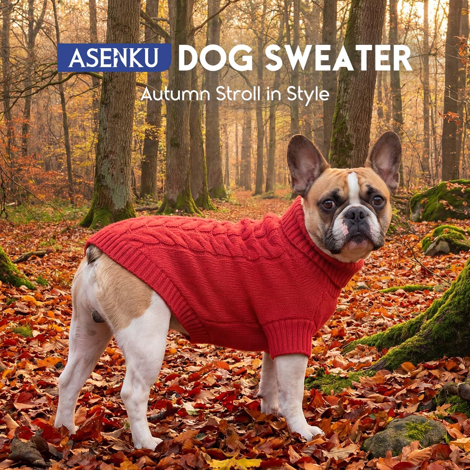 ASENKU Pull Chien Hiver Grand Chien, Pull Col Roulé Torsadé avec Trou Harnais pour Grand Berger, Vêtement Confortable pour Promenade hivernale