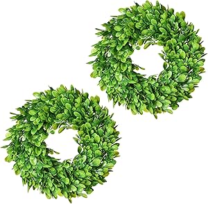 Lvydec 2 Pack Artificial Boxwood Wreath - 11
