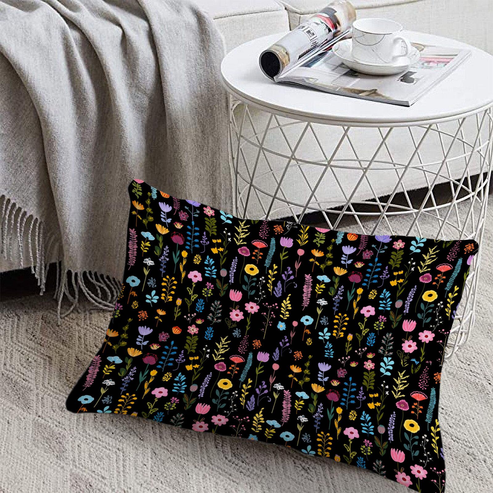 Sábanas 200X190/200Cm - Juego De Sábanas 3 Piezas Estampadas Dibujos Florales - Microfibra Suave Transpirable - Sábana Bajera Ajustable - Ropa De Cama Lindo Grafiti (Tinta Negra)