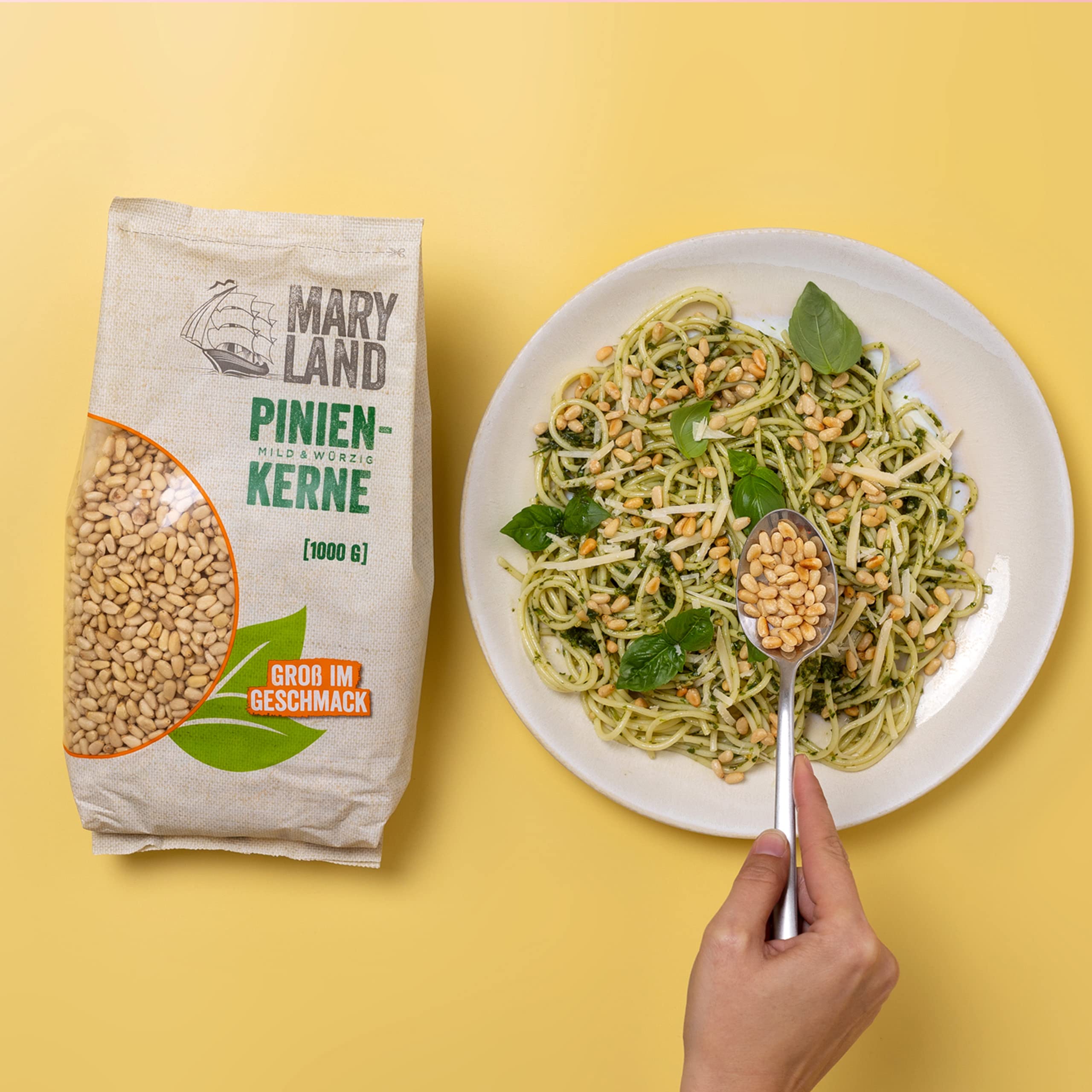 Maryland Pinienkerne 1000g Vorratspackung 4er Pack – Pinienkerne naturbelassen, vegan, frei von künstlichen Aromen, ohne Zusatzstoffe – Im Großbeutel genießen (4 x 1000g)