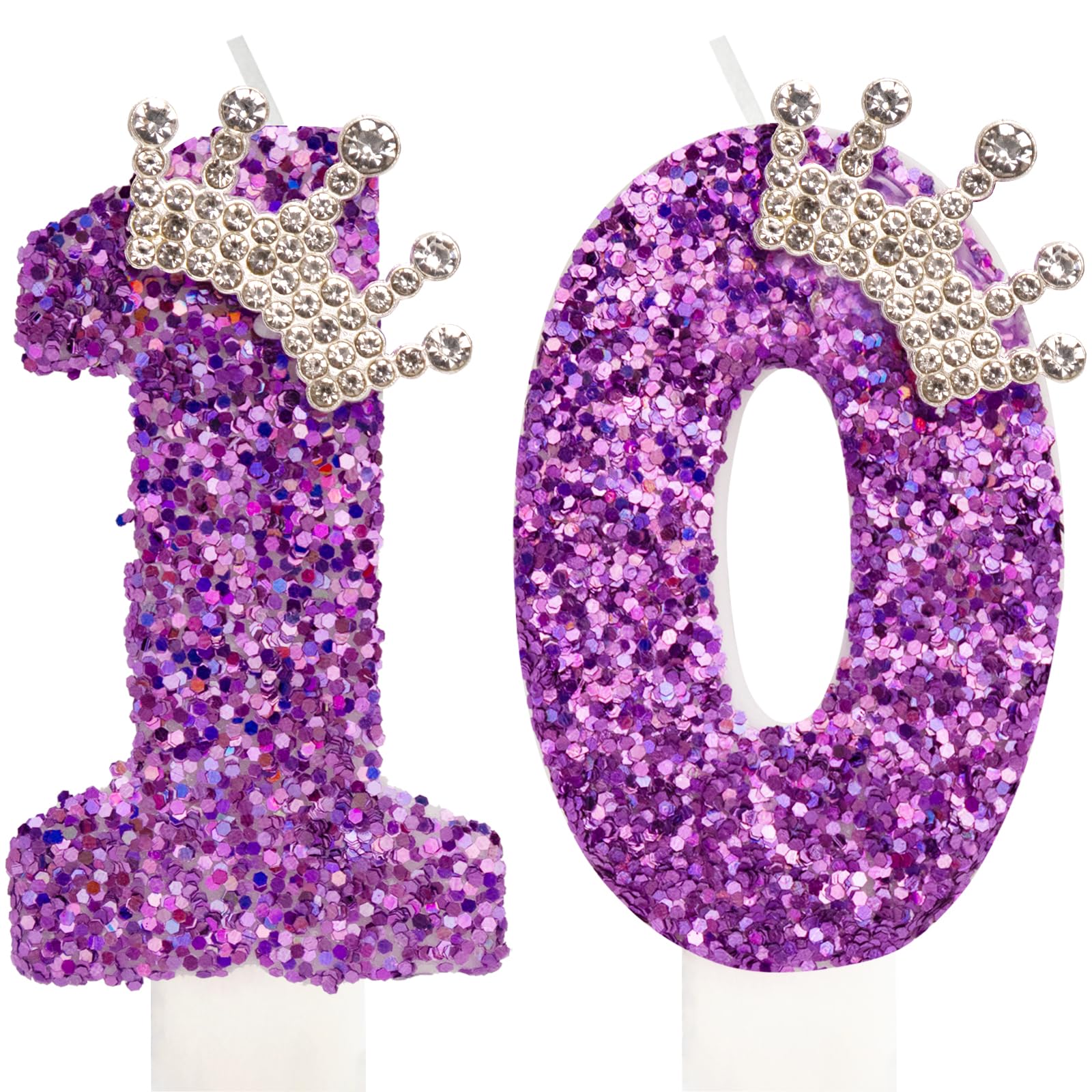 Purple Crown Birthday Candles Kpop Themed 10th Cake Toppers Candle for Anniversary Celebrations Kpop Theme Birthday Party Decorations Supplies