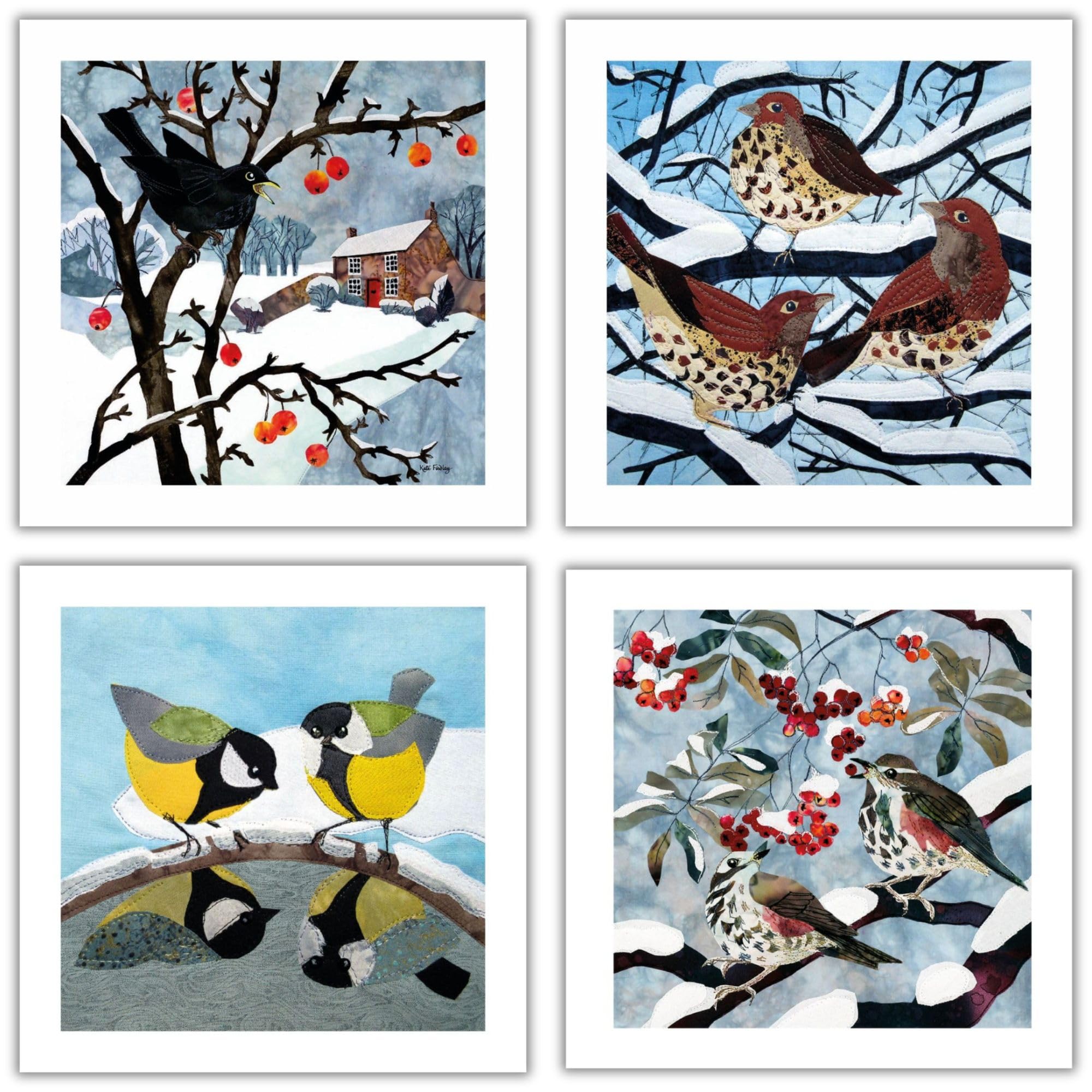 Museums & Galleries Charity Christmas Cards - Pack of 20 Assorted Premium Greeting Cards with Envelopes - Festive Birds in the Snow - (5 Each of 4 Designs) - Supporting UK Charities