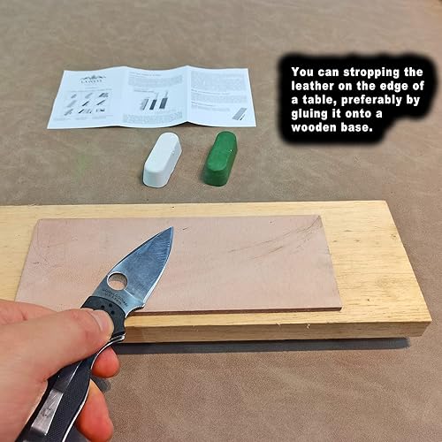 Miniatura 7 de Trazo de afilado de cuero para afilar cuchillos con compuesto de pulido, de 3 x 12 pulgadas, de doble cara, para afilar cuchillos de cuero, para