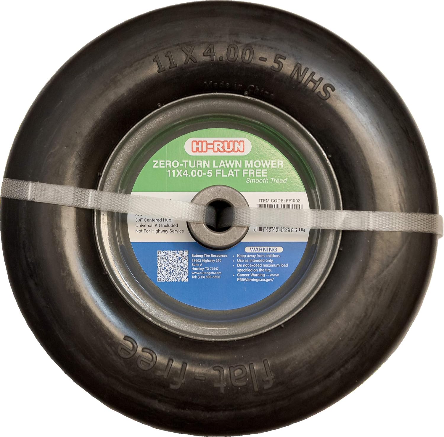 HI-RUN 11X4.00-5 Flat-Free PU Tire/Wheel Assembly with Universal Bushing Kits