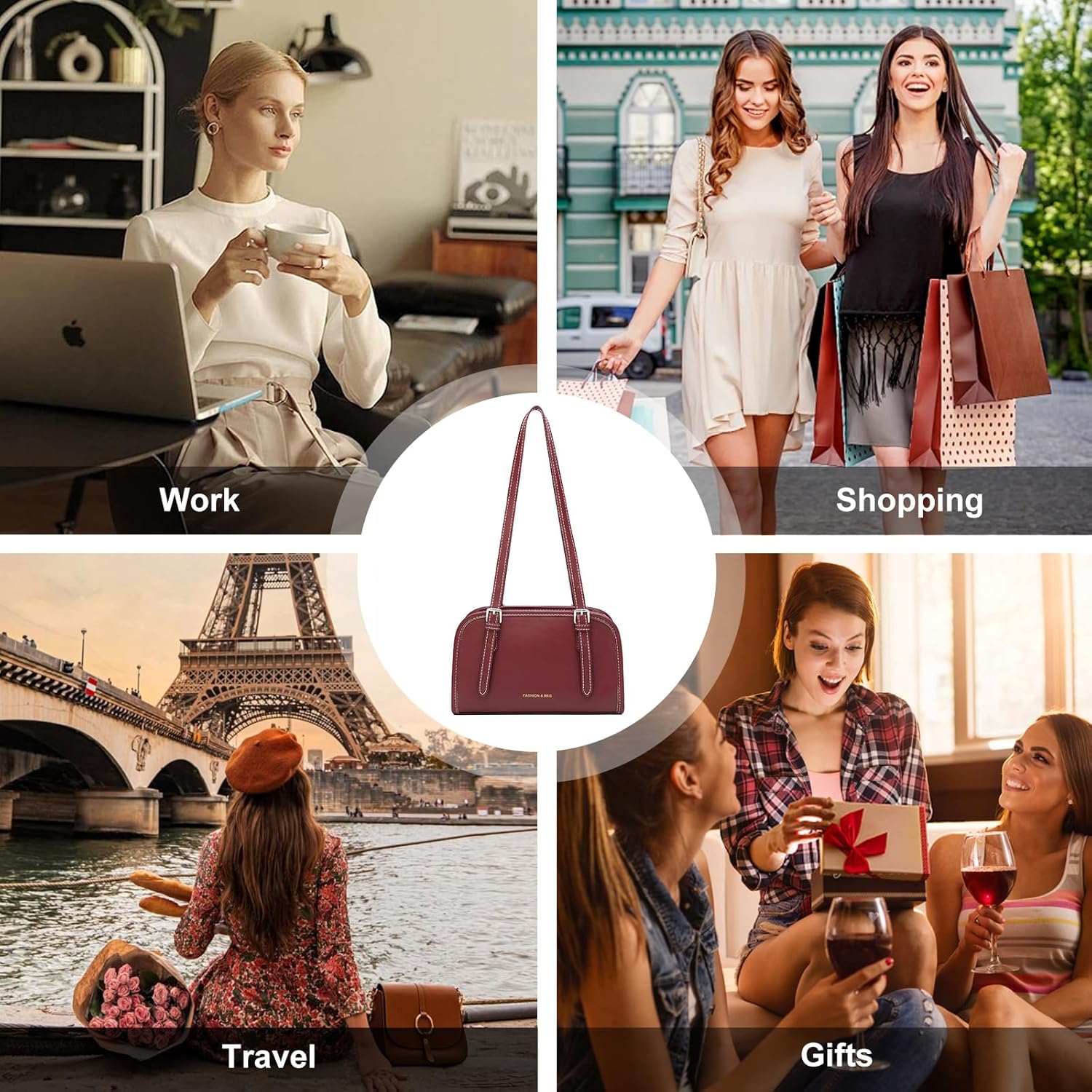 Long Keeper Shoulder Bag Purse - Women Vegan Leather Small Hobo Clutch Bags Trendy Sling Tote Handbag with Adjustable Strap - Image 6