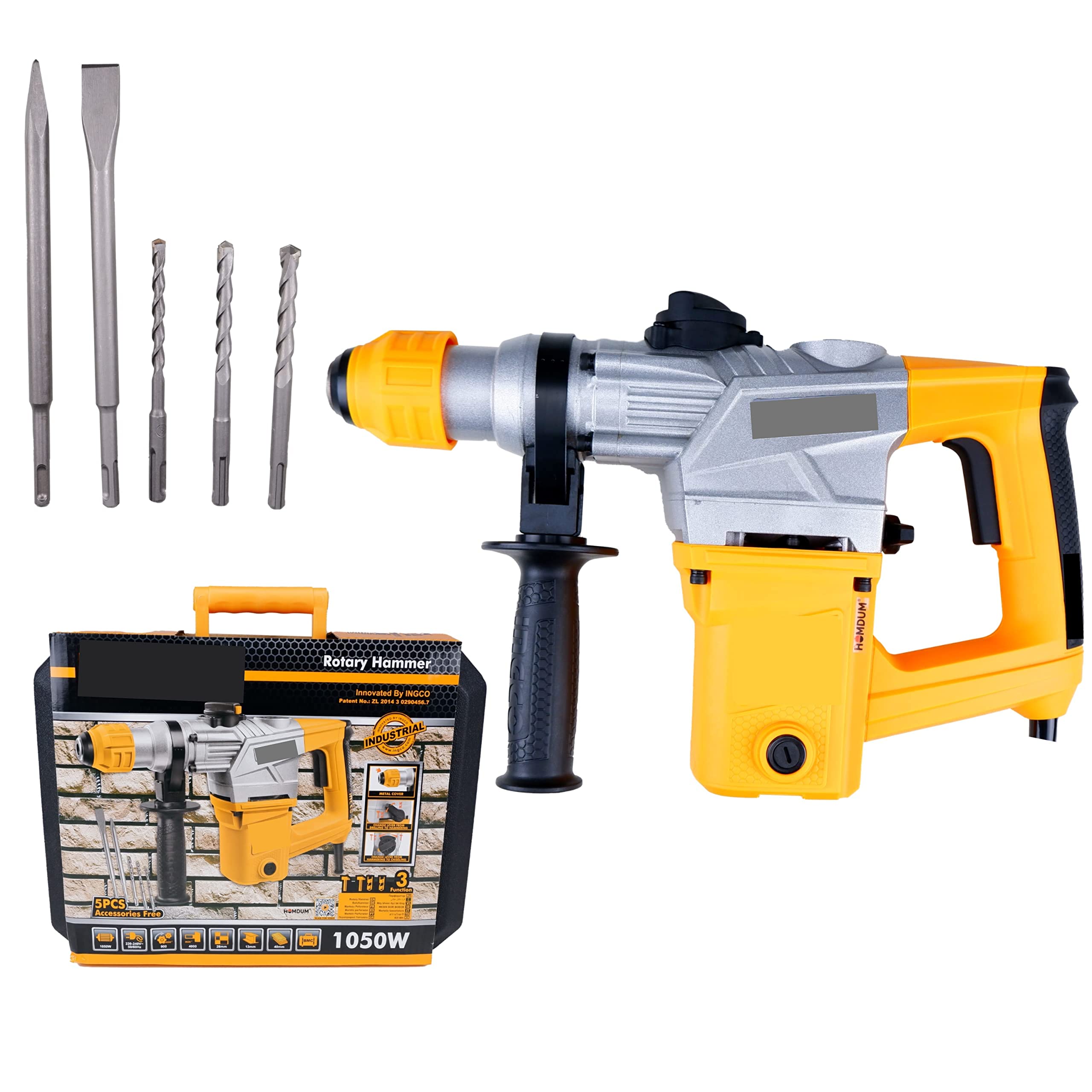 Homdum 1050W demolition hammer cum Industrial Rotary drilling machine with SDS plus 3 drills and 2 chisels, heavy duty 5kg Breaker ( 1 inches , Yellow). (B08XBCG2L8) Amazon Price History, Amazon Price Tracker