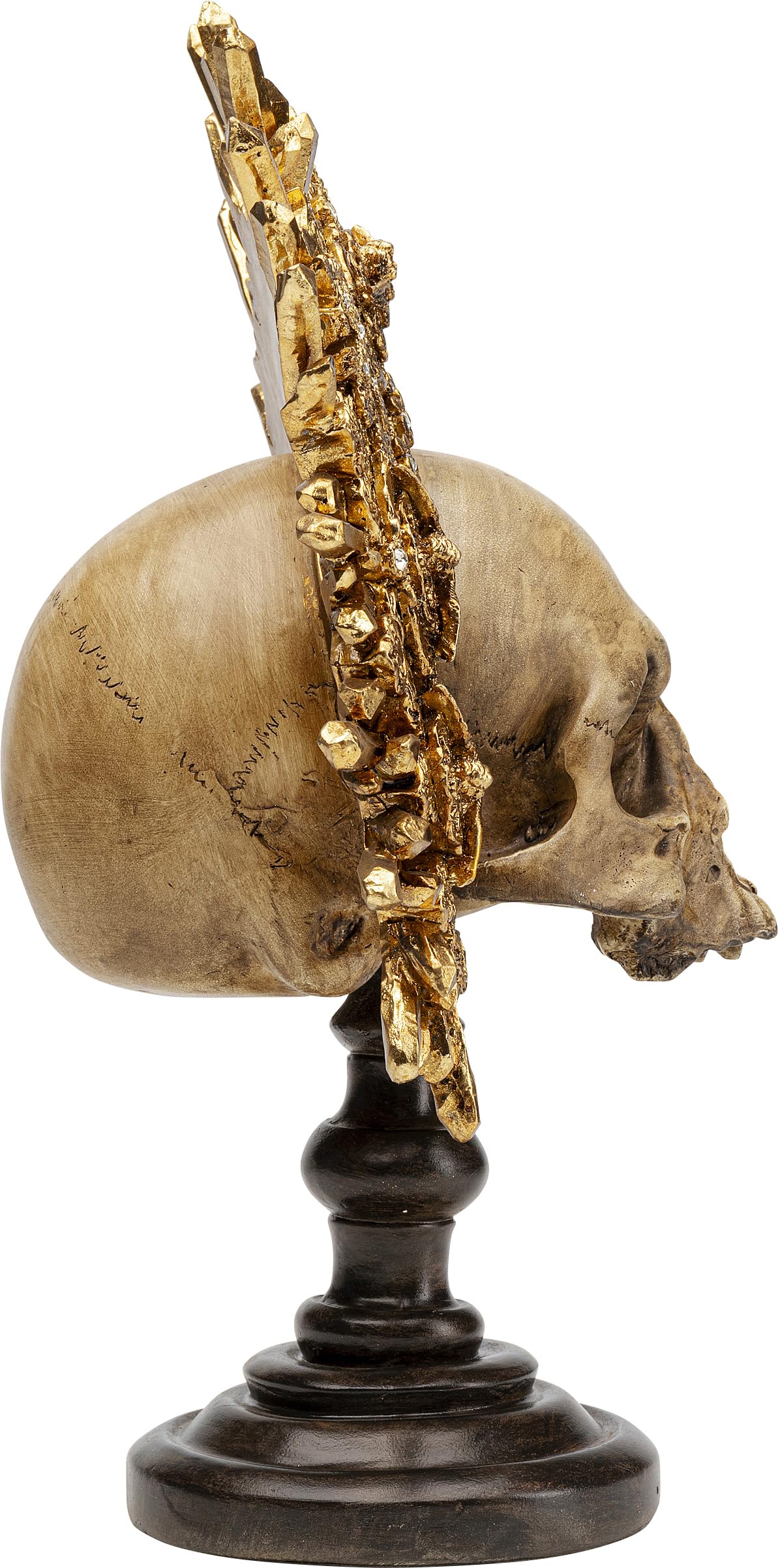 Kare Design figura decorativa King Skull, oro anticato, teschio re, deco soggiorno/cameretta giovani, stile rock/stile/industrial provocatorio, 42x34x20cm (A/L/P)