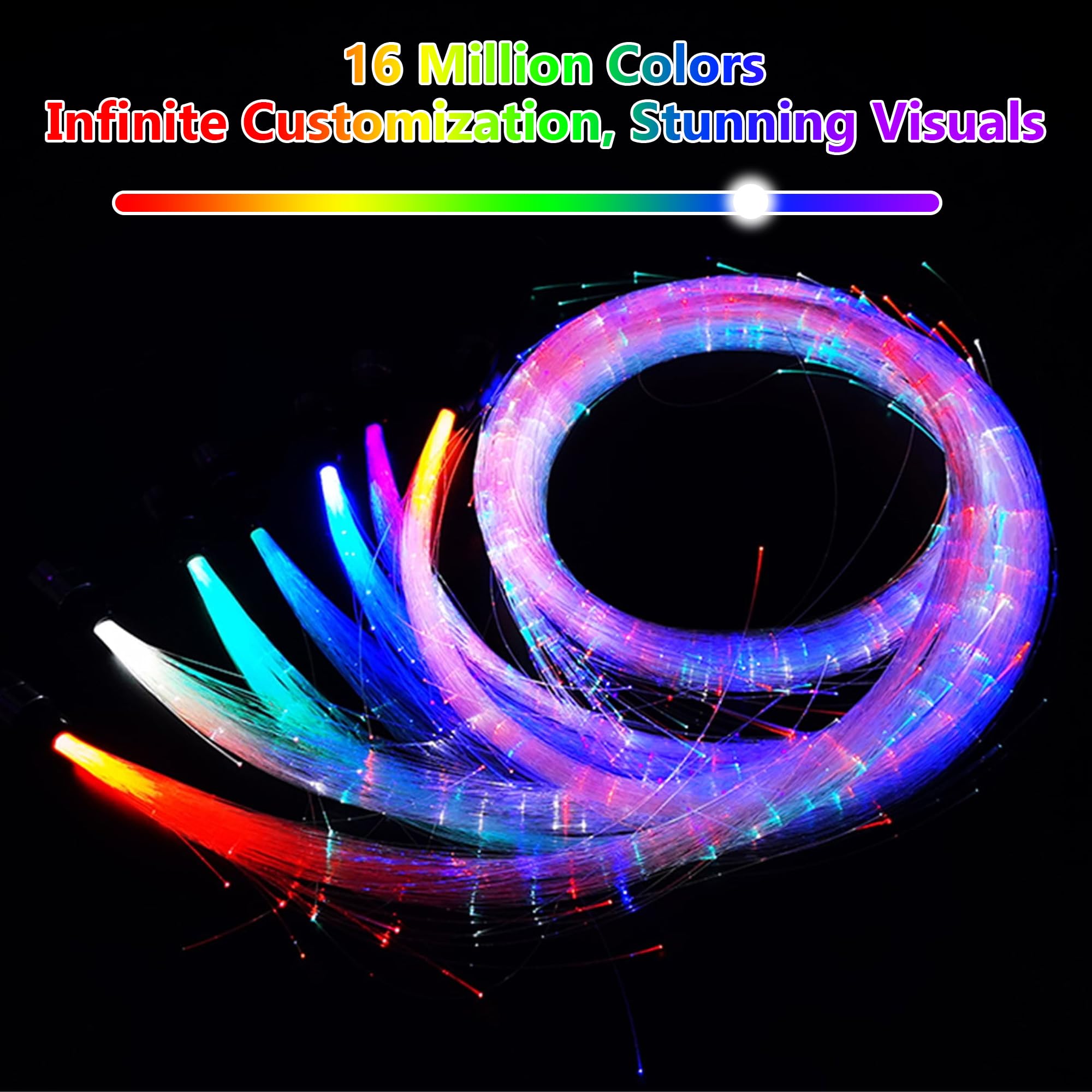VASTFIRE 2000m 6750ft Glow in The Dark Stars for Ceiling Fiber Optic Cables 500pcs*0.03in*13.5ft / 0.75mm*4m RGBW Strands for Starlight Headliner Star Projector Galaxy Light Starlight Projector