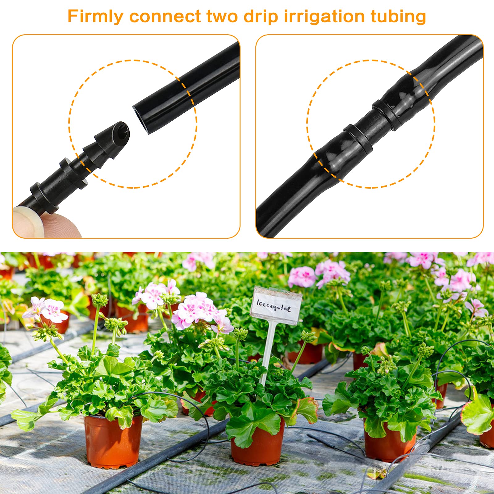 Lot De 100 Connecteurs Double Voie 6,35 Mm Pour Tuyau D'arrosage Goutte à Goutte 4/7 Mm