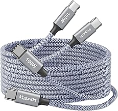 etguuds USB C Cable, 100W/5A Fast Charging [2 Packs] Type C to C Charging Cable, Heavy Duty Nylon, Compatible with Galaxy S25, S24, S24, FE, i/Phone 17/16, Pixel 8a/9a, MacBook Pro, iPad Pro, and Other Type-C Models