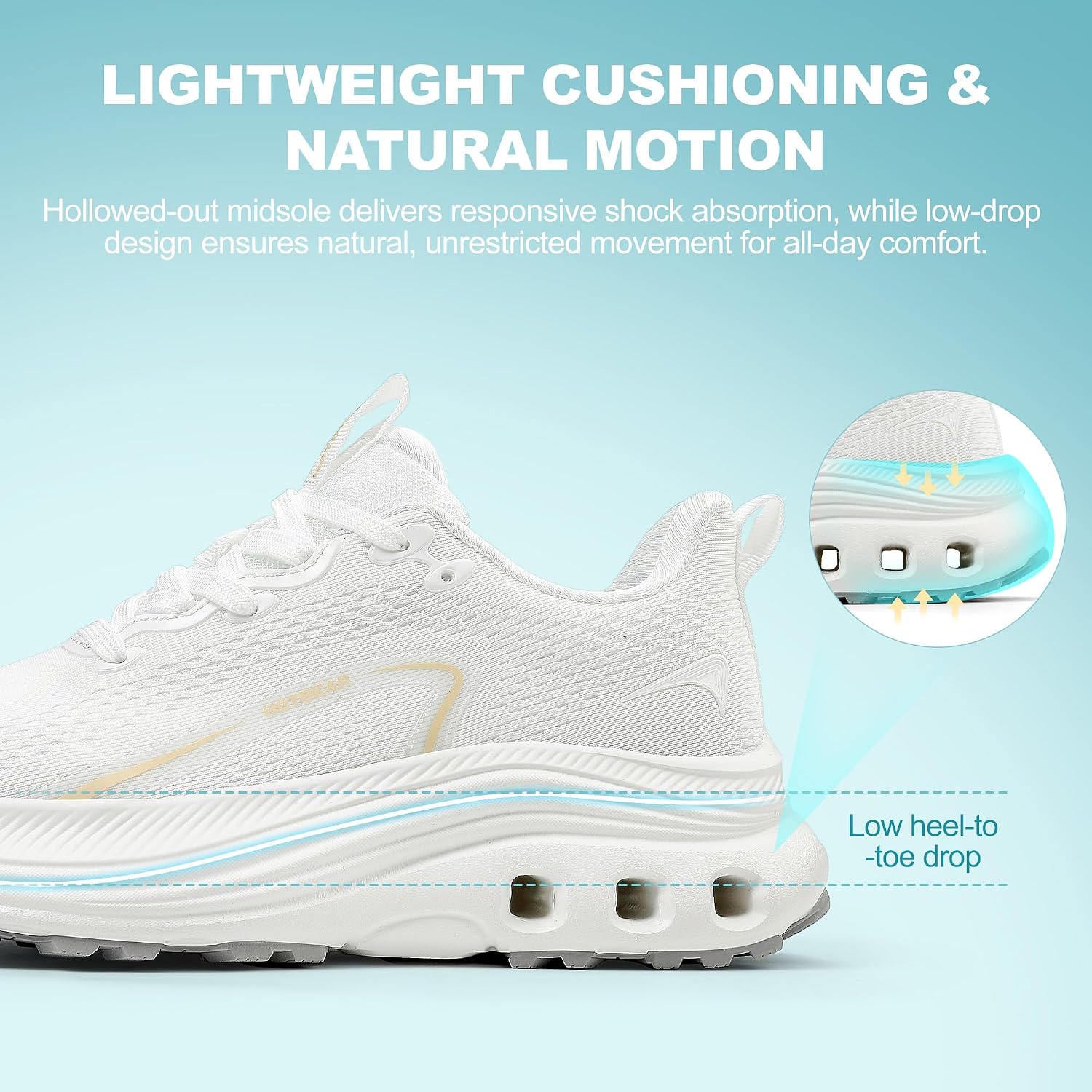 Women's Wide Toe Box Walking Tennis Shoes, Cushioned Arch Support Breathable Sneakers, Non-Slip Comfortable Footwear for Gym & Daily Wear