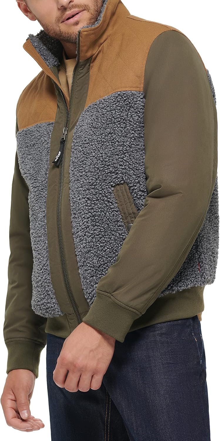 Levi's Men's Mixed Media Quilted Sherpa Stand Collar Jacket