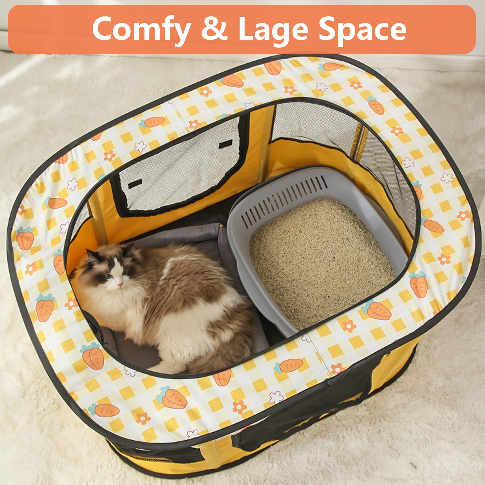 Foldable Pet Playpen for Cat Portable Cat Pen And Pop Up Cat Crate For Travel With Carry Bag 600D Oxford Cloth Pet Tent For Small Pets Kittens Rabbits Indoor & Outdoor Camping(70x55x45cm - Image 3