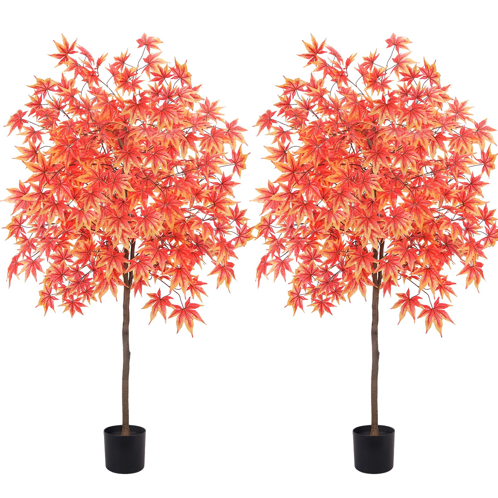 2 Pezzi 160cm Albero di Acero Artificiale Rosso Decorazioni Autunnali