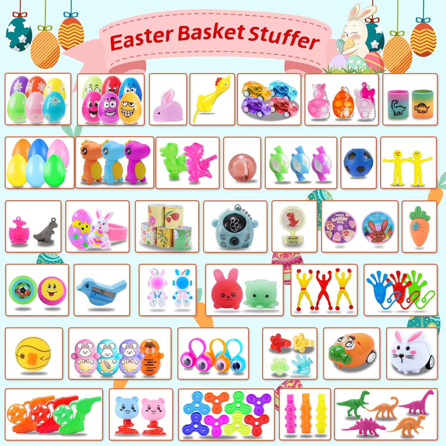 165PCS Prefilled Easter Eggs with Toys Inside, Easter Eggs Fillers Basket Stuffers Easter Hunt Games Party Favor Supplies Classroom Prize for Kids