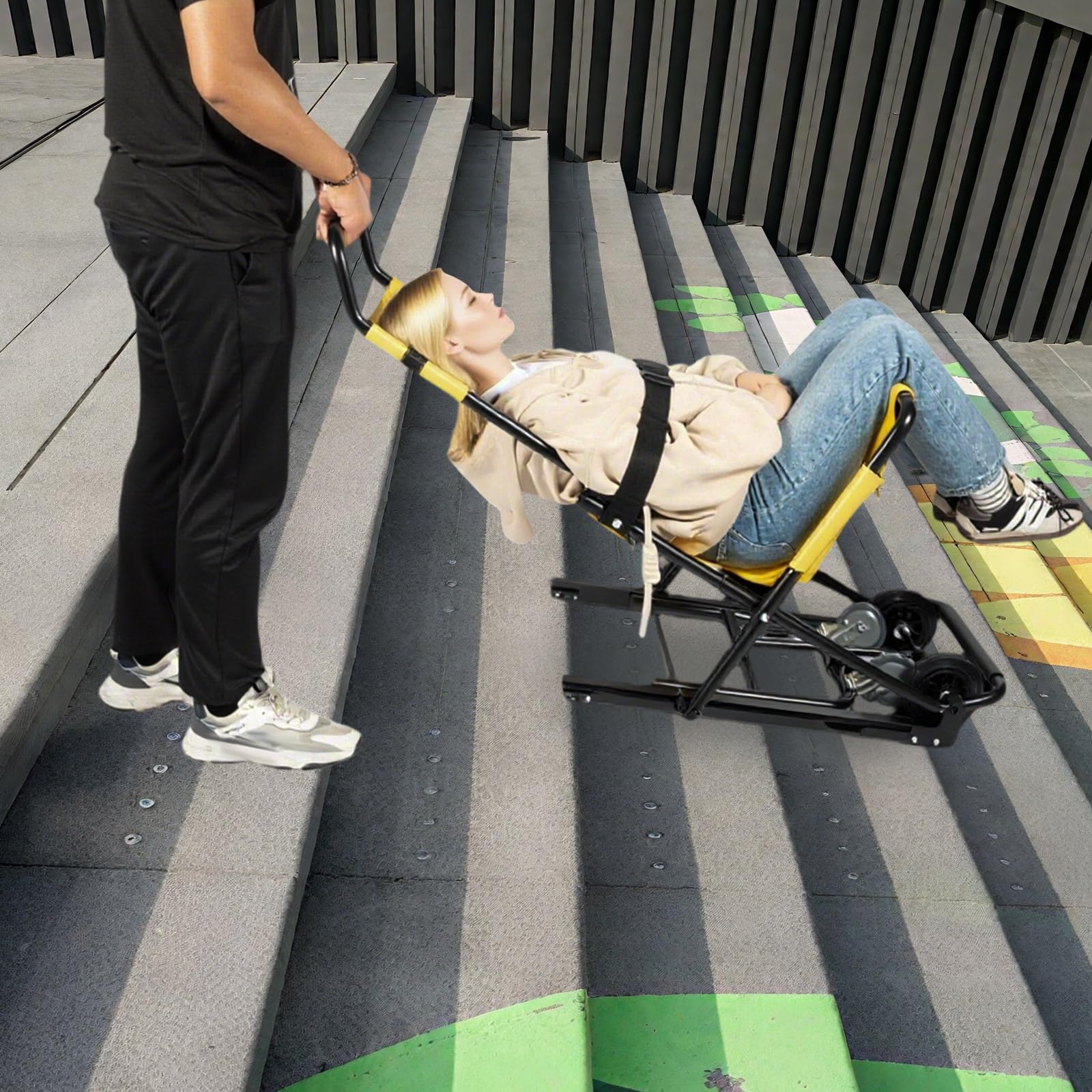 Silla de ruedas para escaleras para adultos, silla de ruedas manual móvil con fácil manejo, construcción ligera estable, silla de ruedas plegable que ahorra espacio para el cuidado del hogar