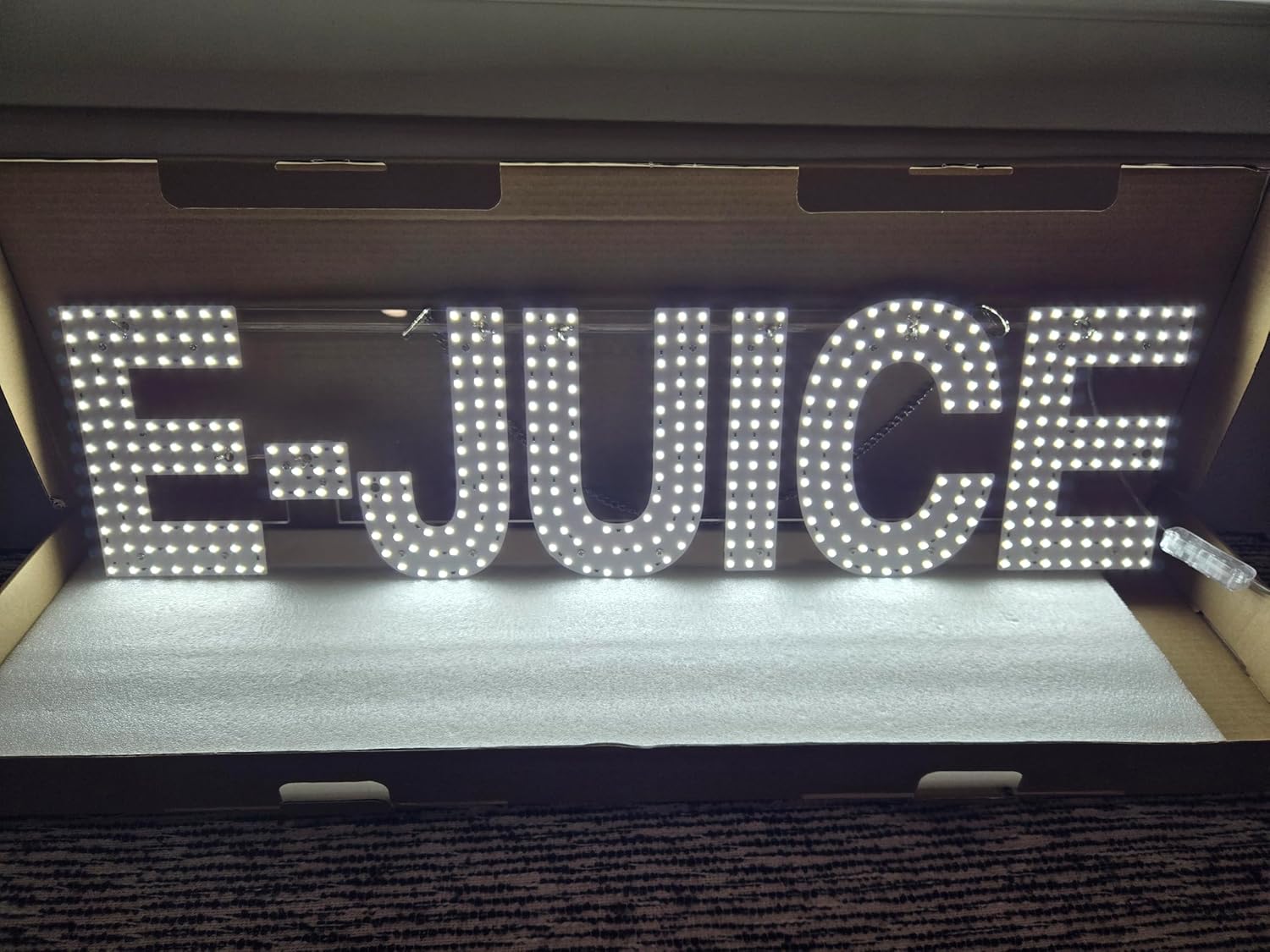 LED E-JUICE Neon Sign – Ultra-Bright 10000K White Light for Business & Home Decor