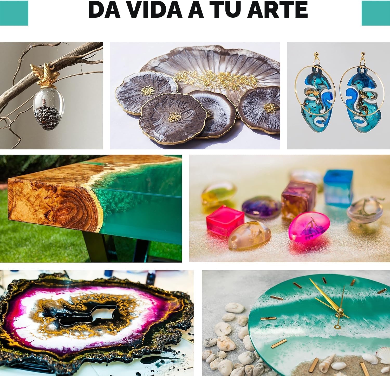 SANAAA Resina epoxi brillante 3X resistente al amarilleamiento 500g, resina autonivelante y endurecedora, transparente y sin burbujas, adecuada para joyas, revestimientos de madera y resinas de