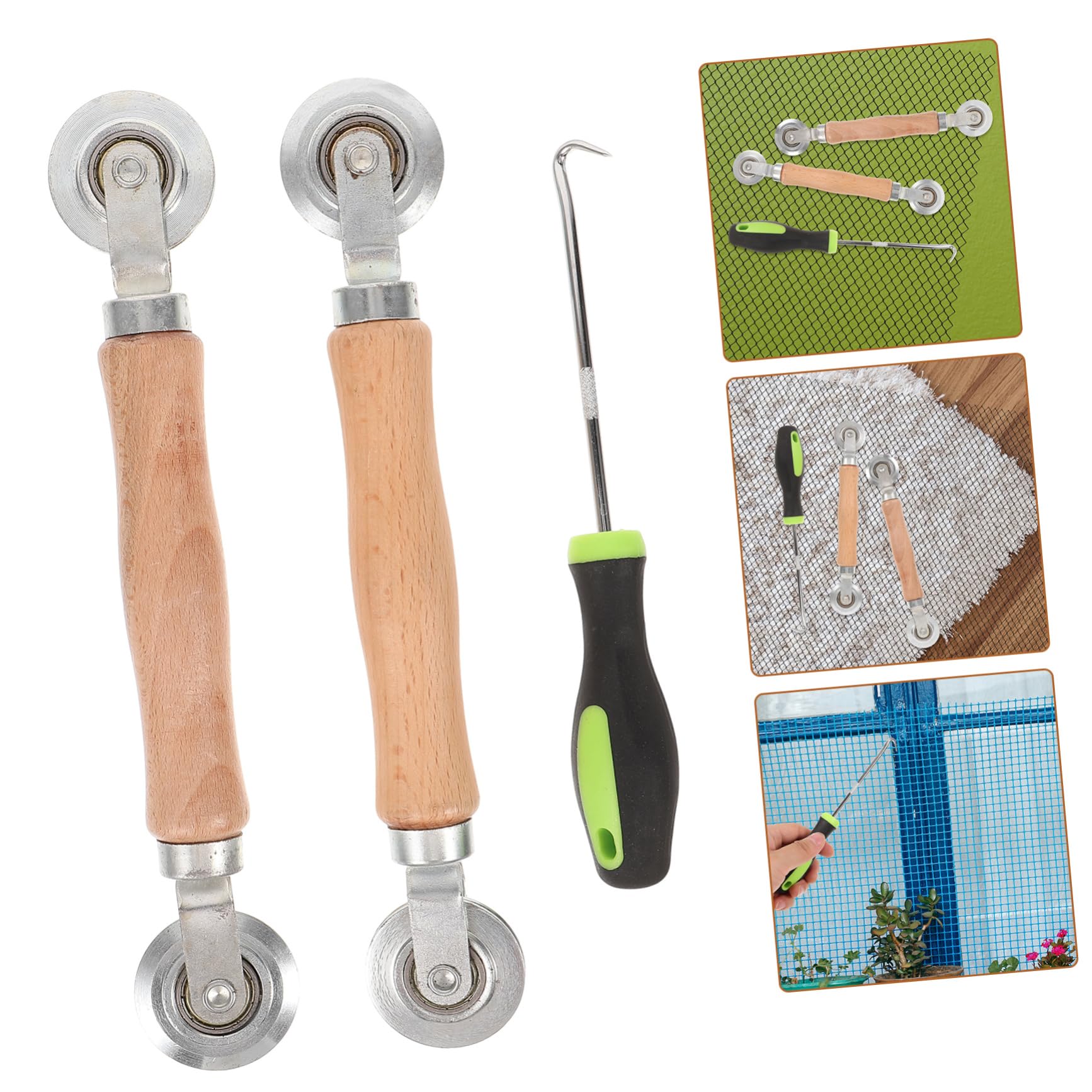 NUOBESTY 5 Sätze Reparaturwerkzeuge Für Bildschirm Hilfe Fenster Spline Handhaben Bausatz Bildschirmtürwalze Werkzeug Für Fliegengittertüren Bildschirmreparatur Rostfreier Stahl 3 Stück * 5