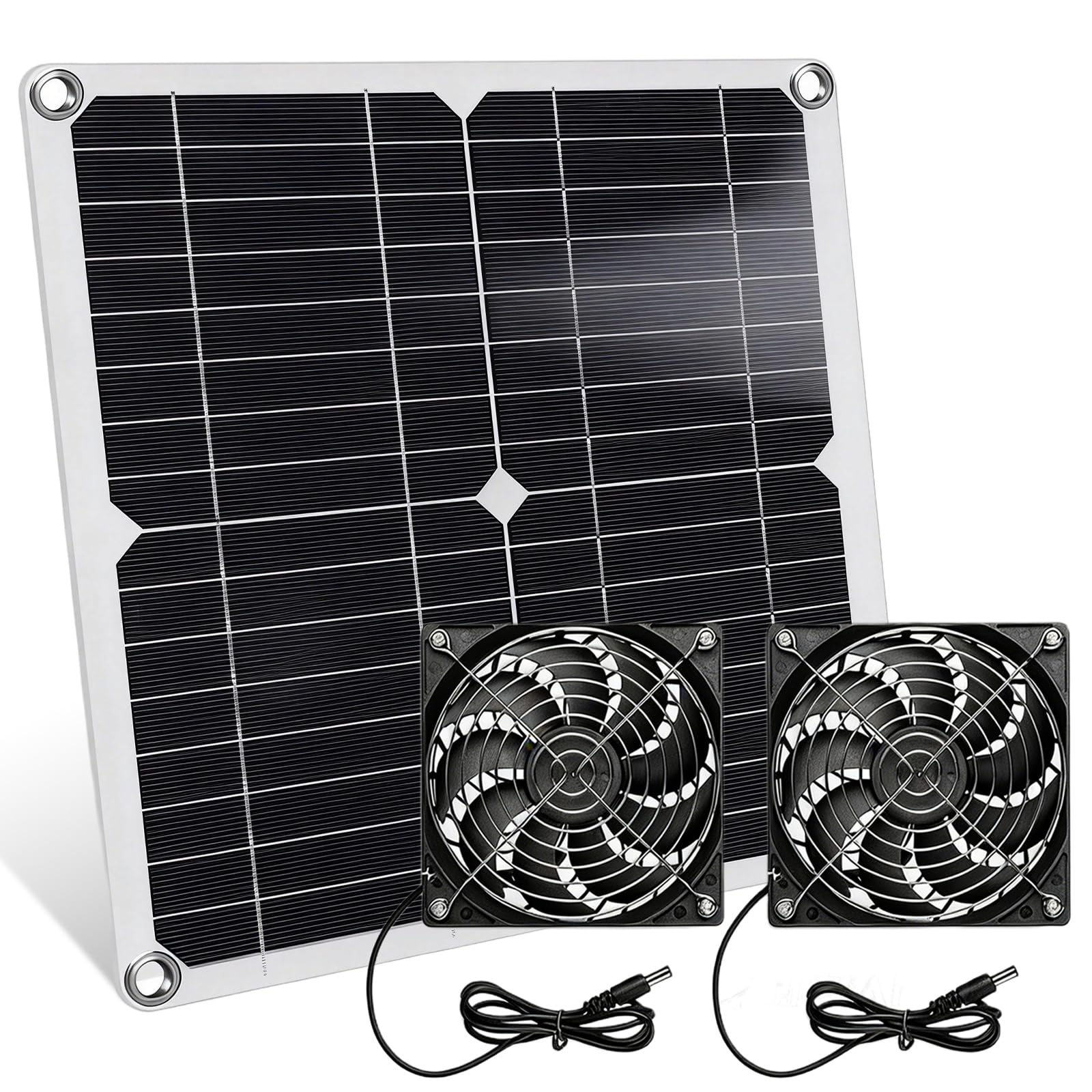 Ventilatore solare 12W, kit ventilatore solare con doppio ventilatore, ventilatore solare resistente agli agenti atmosferici per pollai, serre, capanni e casette per animali domestici