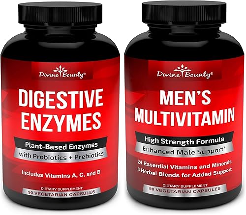 Enzimas digestivas con probióticos y paquete multivitamínico para hombres
