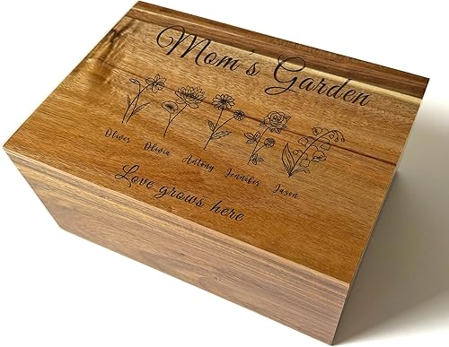 Miniatura 32 de Caja de madera grabada personalizada grande – Caja de recuerdo de madera de acacia con mensaje oculto personalizado, cajas de memoria de nogal para