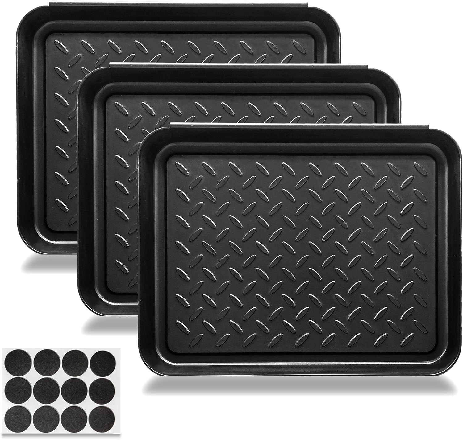 Small Boot Tray Shoe Matt Tray for Entryway Indoor, 3 Pack Wet Shoe Tray for Floor