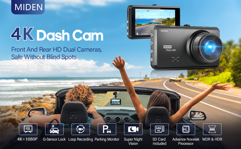 Amazon.com: SHRINLUCK 2K Dual Dash Camera for Cars, Free 64G SD