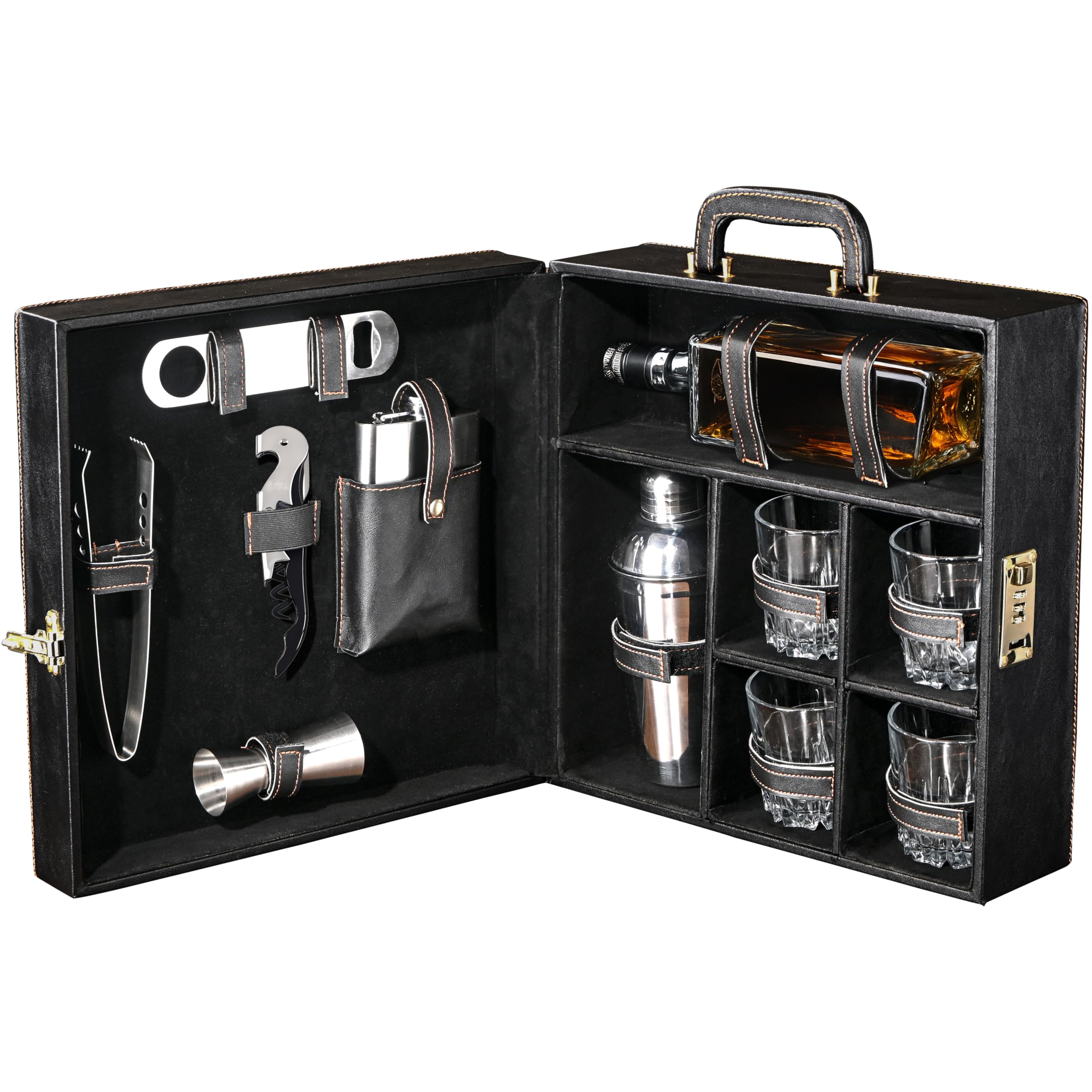 Buy Kuber Industries Bar Set | Faux Leather Portable Bartender Kit