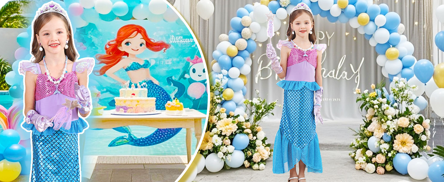 Lito Angels Princess Mermaid Ariel Costume Dress Fancy Dress With - View #8