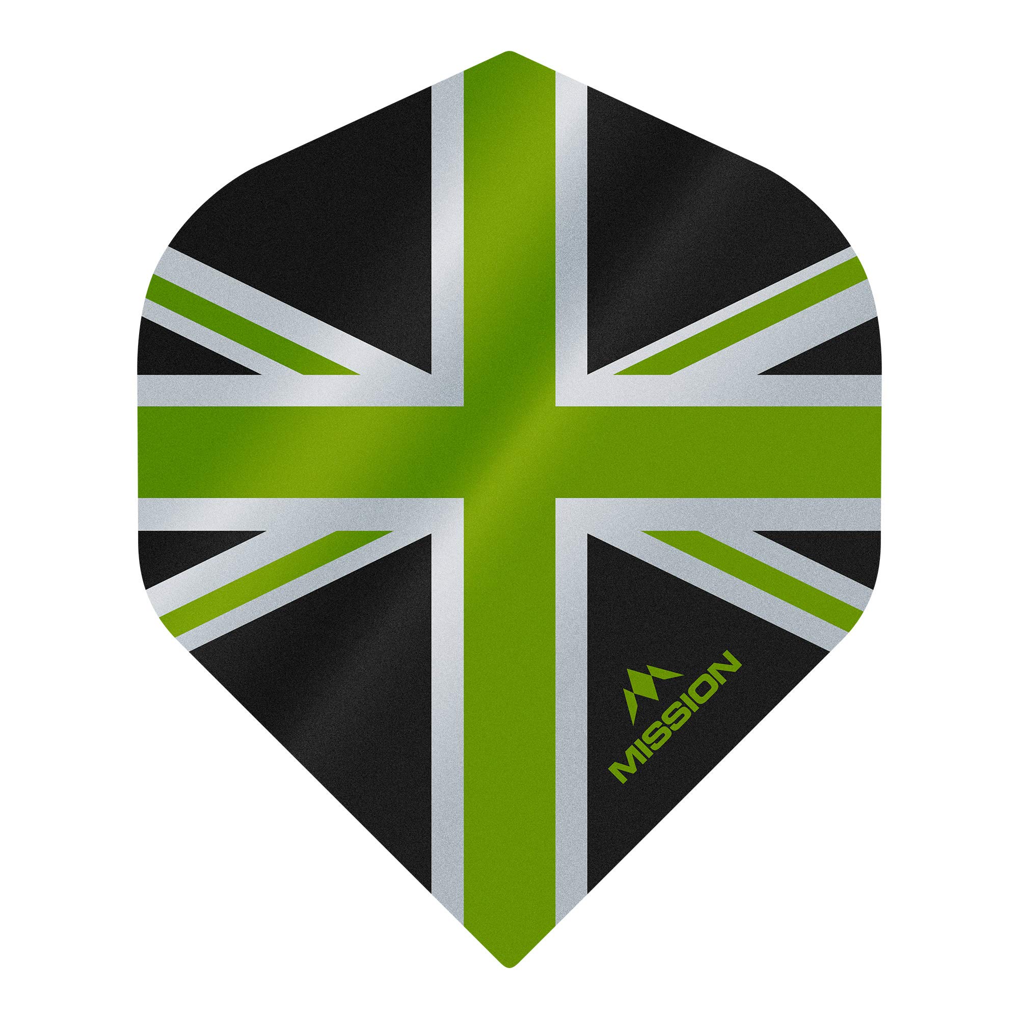 Mission Darts Alliance Flights| Extra Strong Premium UV Flights | Union Jack Standard Shape 150 Micron, Green, 10 Sets of 3 Flights (10XF3135)