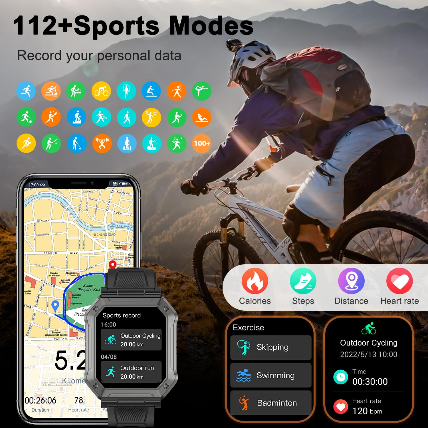 Smart Watch for Men Fitness Tracker: Military Digital Mens Watches Bluetooth Make Answer Call Running Waterproof Smartwatch Android Phones iPhone Samsung Compatible Heart Rate Monitor Step Pedometer