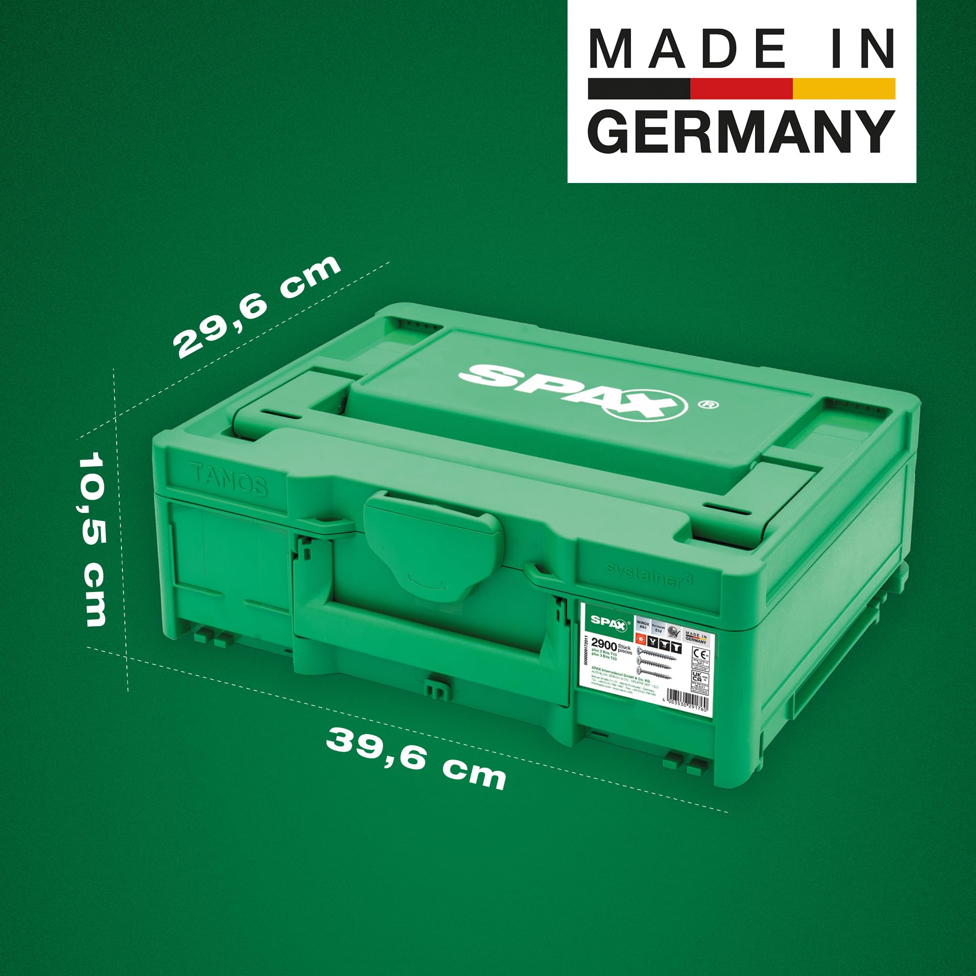 SPAX Box Systainer³ T-Loc für den Möbelbau, Schraubenset mit 2.900 Schrauben in 12 Abmessungen, inkl. 5 Bits T-STAR plus – 5000009172011