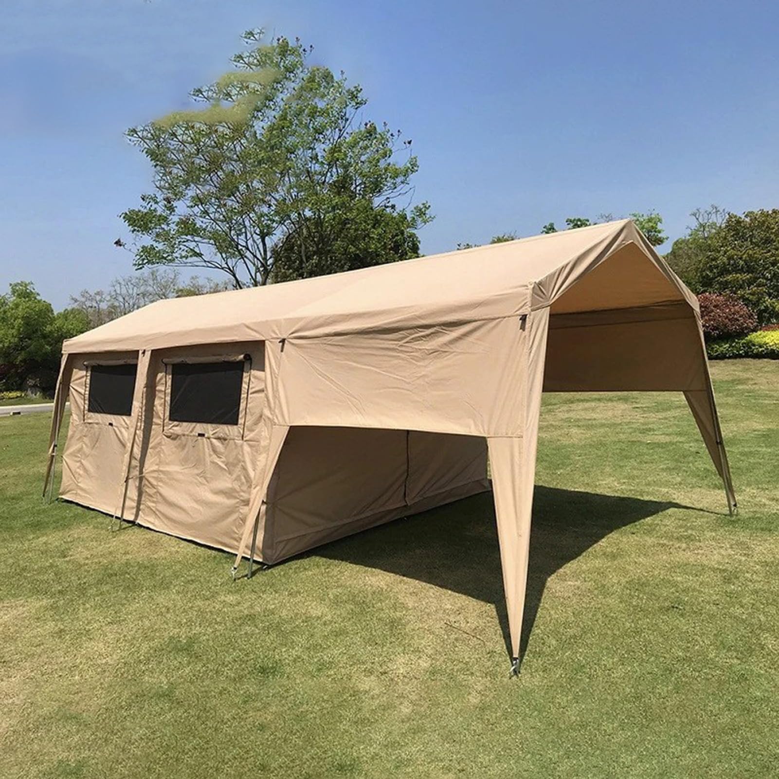 Tenda Glamping Gonfiabile con Pompa, Tenda Gonfiabile per 5~8 Persone, Tenda da Campeggio Esterna di Lusso per Famiglie Tenda ad Aria Gonfiabile, Facile Installazione