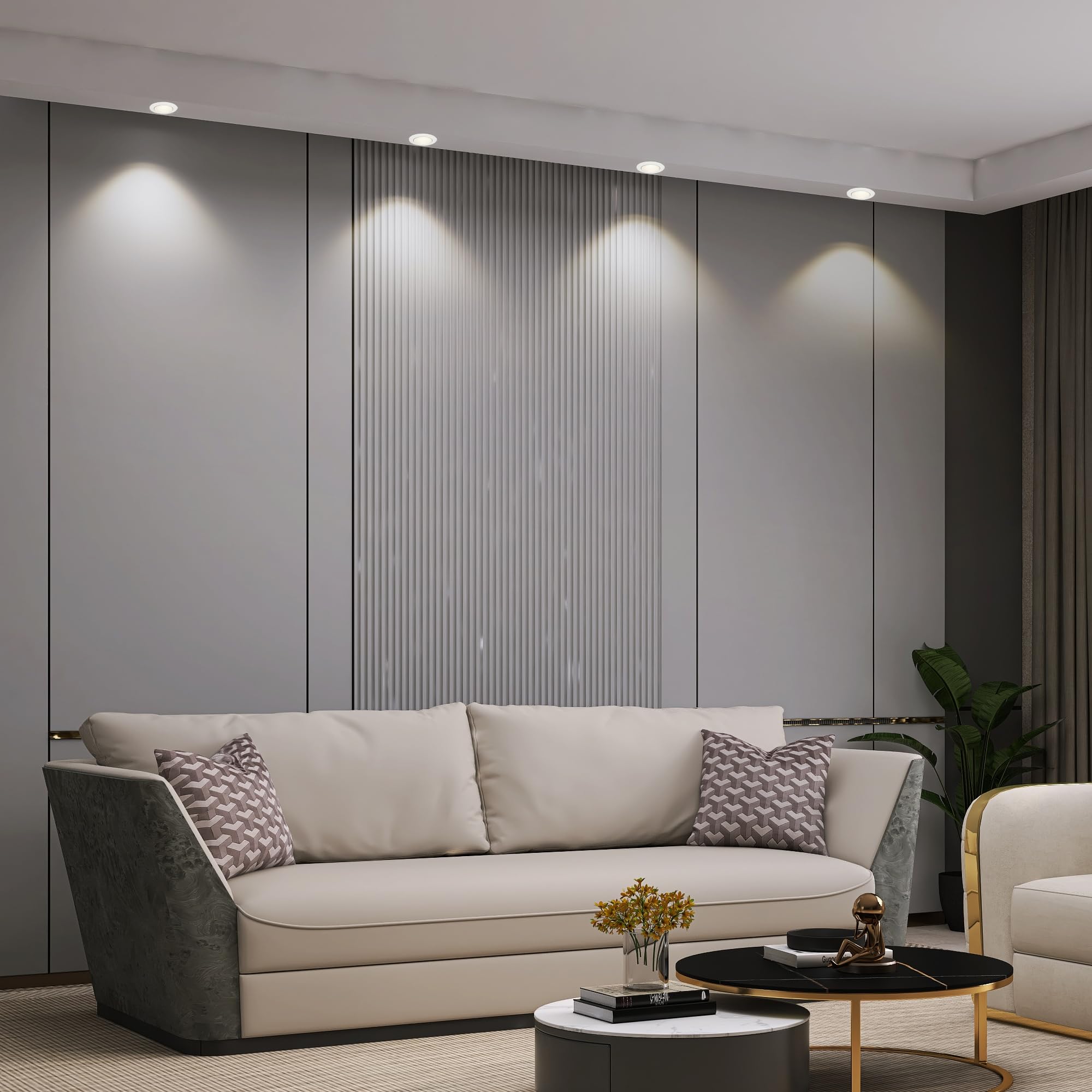 GeyouLux 6 x reflektor LED do zabudowy, 230 V, IP44, oprawka z gniazdem GU10, aluminiowa, biała, okrągła, płaska, okrągła, do łazienki, 68 mm, do użytku na zewnątrz i wewnątrz