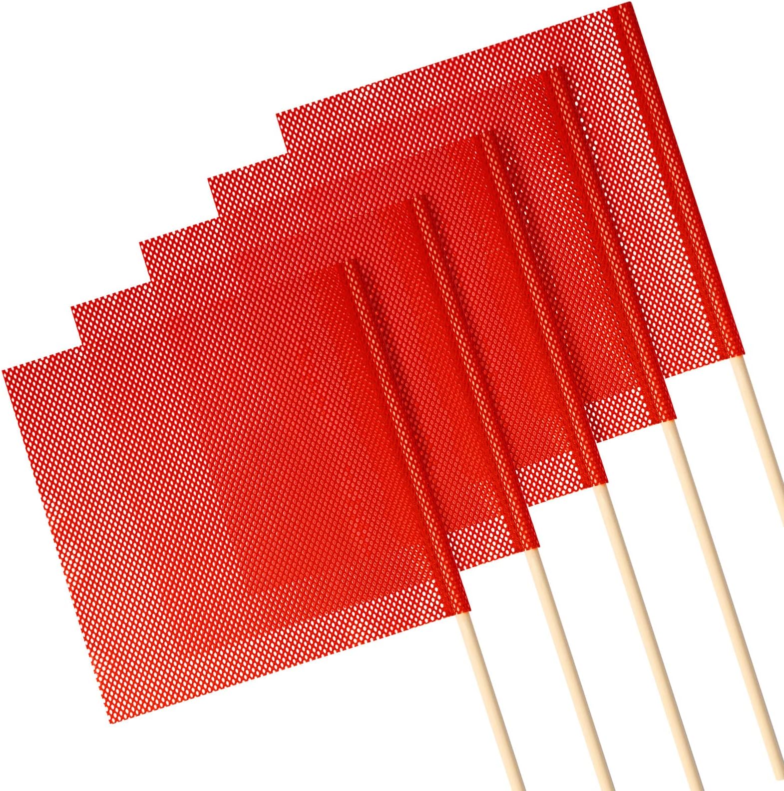 Mixweer 12 Packs 18 x 18 Inch Red Safety Flag Warning Flags