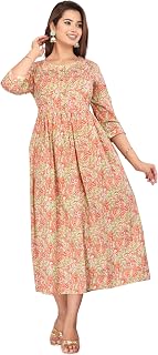 VAIDIKI Women's Cotton Maternity Dress Pregnancy Casual Long Sleeve Dual Zipped for Feeding Nursing Maternity Comfort Dres... Price In India